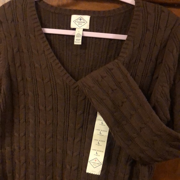 Large- NWOT St John’s Bay Long Sleeve Sweater. The color is Chocolate Brown. - Picture 6 of 8
